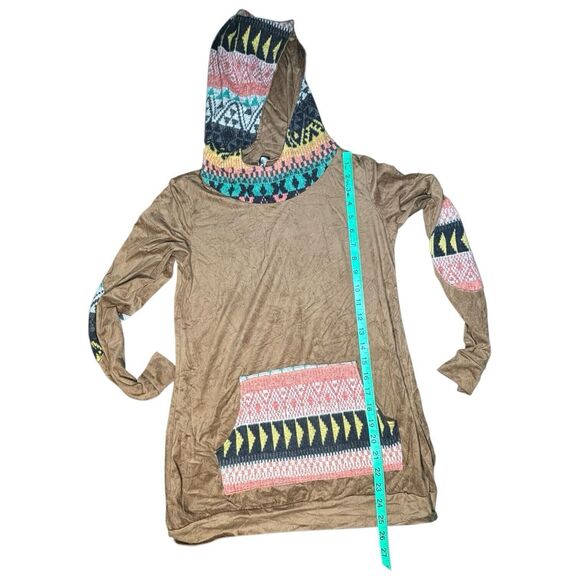 Yahada USA Geometric Striped Aztec Hooded Long Sleeve Top Womens Size S - Picture 5 of 7